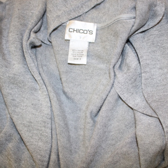 Chico’s size 3 Long Cardigan with Tie Waist and Pockets in Light Grey Sweater - Picture 5 of 5